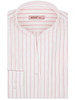 XOOS Women’s white blouse with pink stripes and straight open collar