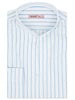 XOOS Women’s white blouse with sky blue stripes and straight open collar