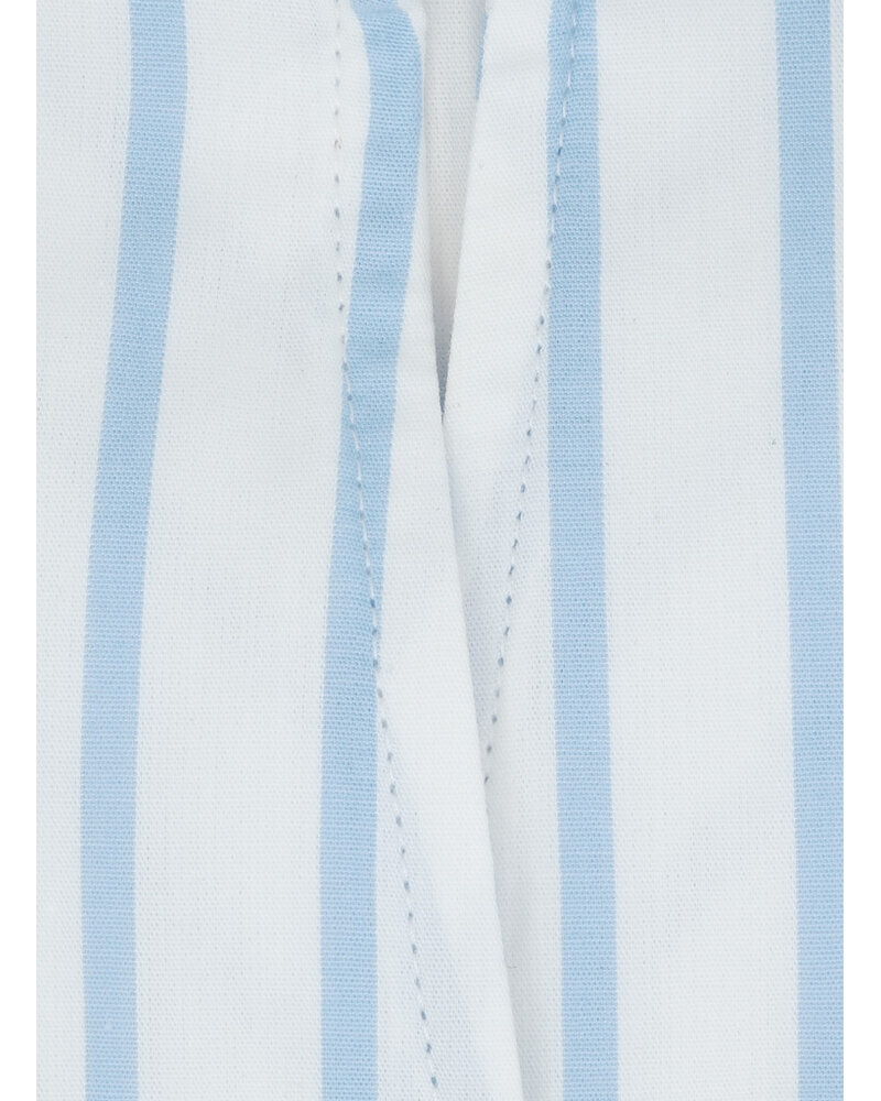 XOOS Chemisier femme blanc à rayures ciel et col droit ouvert