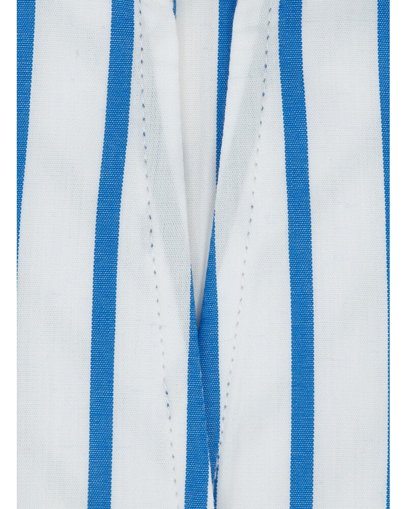 XOOS Chemisier femme blanc à rayures bleues et col droit ouvert