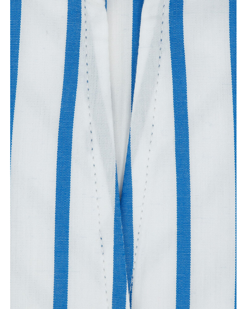 XOOS Women’s white blouse with blue stripes and straight open collar