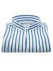 XOOS Women’s white blouse with blue stripes and straight open collar