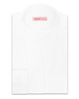 XOOS Women’s white twill blouse with straight open collar