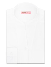 XOOS Women’s white twill blouse with straight open collar