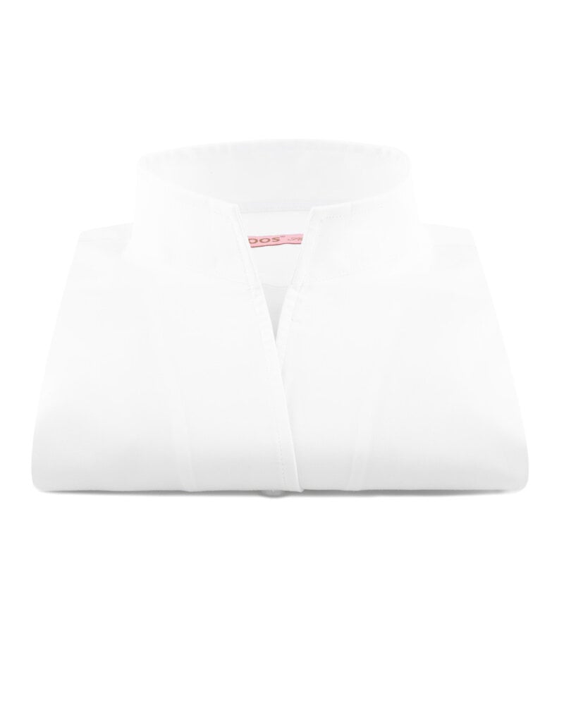 XOOS Women’s white twill blouse with straight open collar
