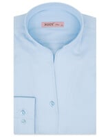 XOOS Chemisier femme en Twill ciel à col droit ouvert