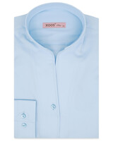 XOOS Women’s sky blue twill blouse with straight open collar