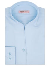 XOOS Chemisier femme en Twill ciel à col droit ouvert