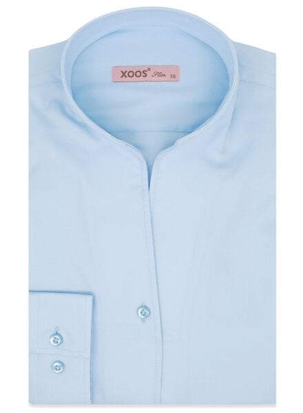 XOOS Women’s sky blue twill blouse with straight open collar