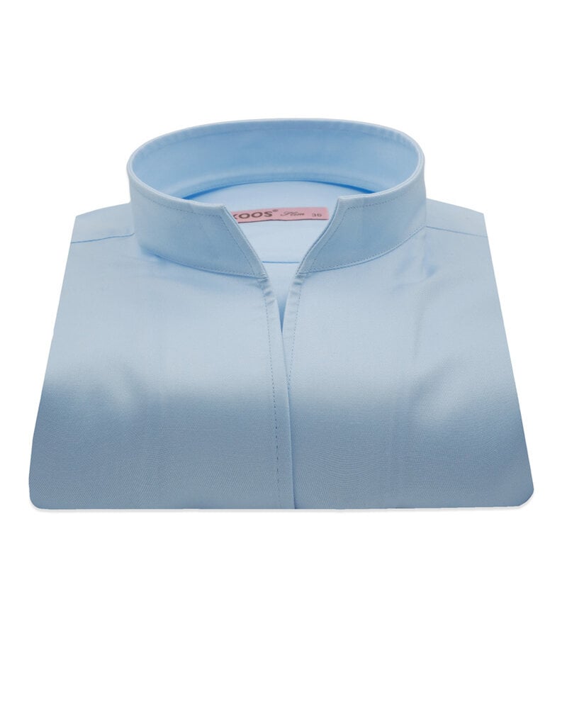 XOOS Chemisier femme en Twill ciel à col droit ouvert