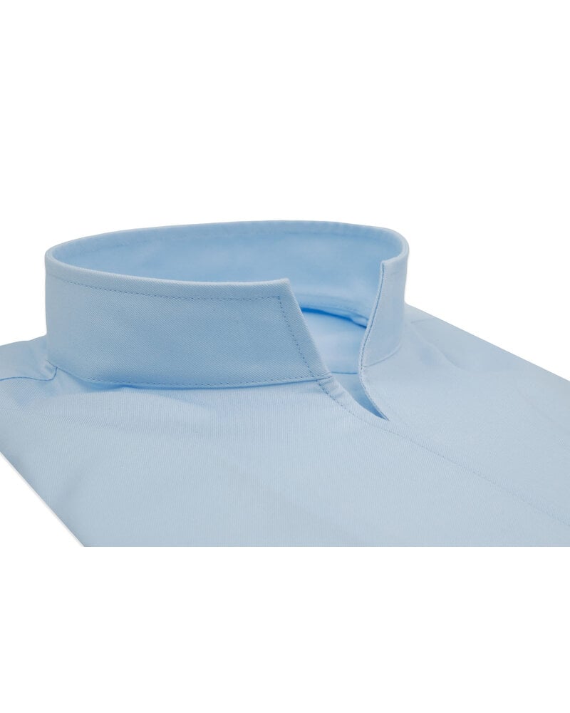 XOOS Women’s sky blue twill blouse with straight open collar