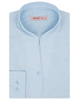 XOOS Women’s sky blue fine striped blouse with straight open collar