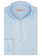XOOS Women’s sky blue fine striped blouse with straight open collar