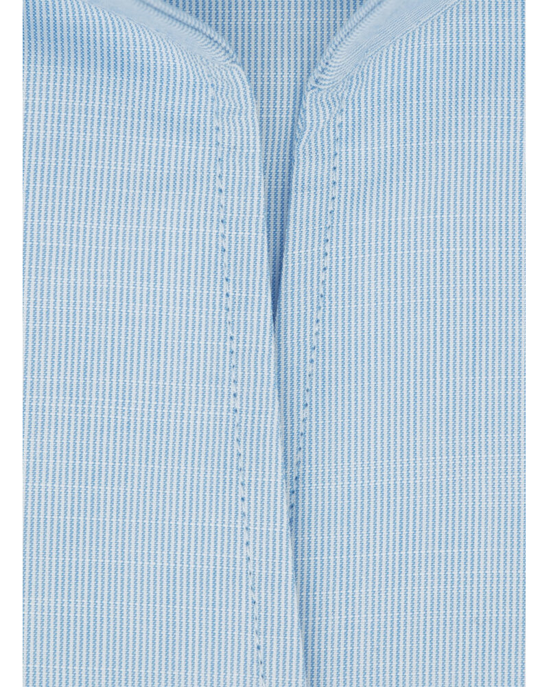 XOOS Women’s sky blue fine striped blouse with straight open collar