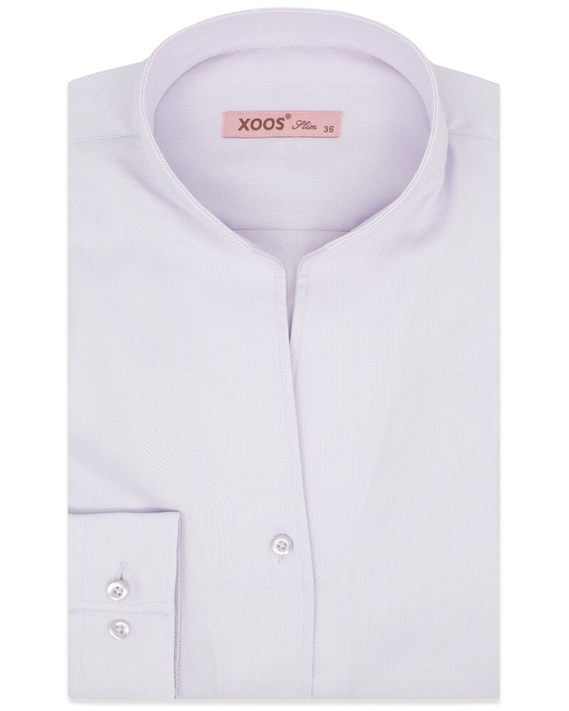 XOOS Chemisier femme en nid d abeille lavande et col droit ouvert