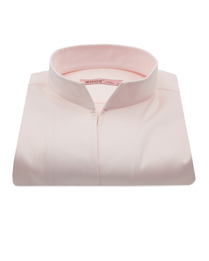 XOOS Women’s pink twill blouse with straight open collar