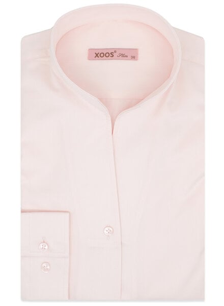 XOOS Women’s pink twill blouse with straight open collar