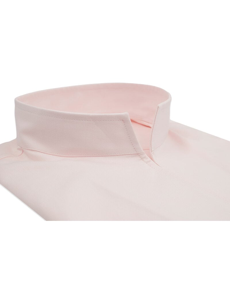 XOOS Chemisier femme en Twill rose à col droit ouvert