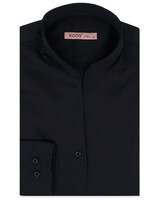 XOOS Women’s black twill blouse with straight open collar