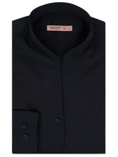 XOOS Chemisier femme en Twill noir à col droit ouvert
