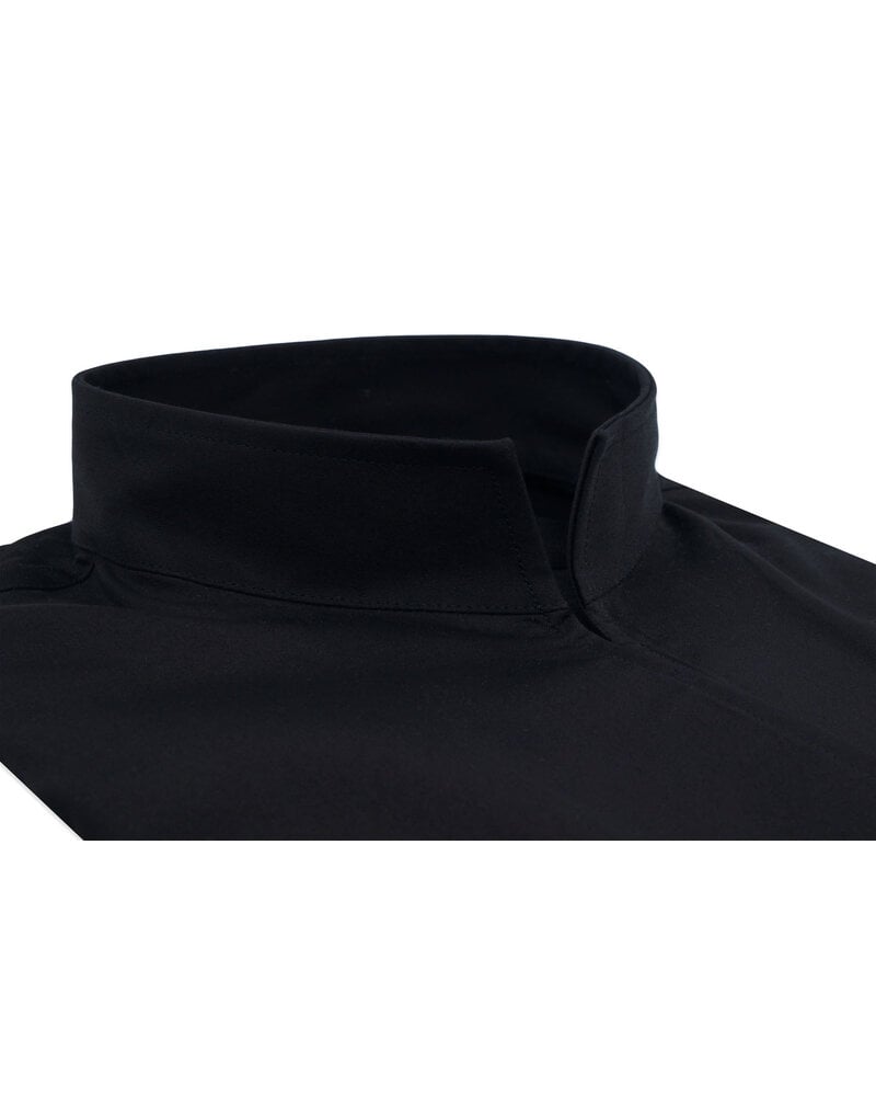 XOOS Chemisier femme en Twill noir à col droit ouvert