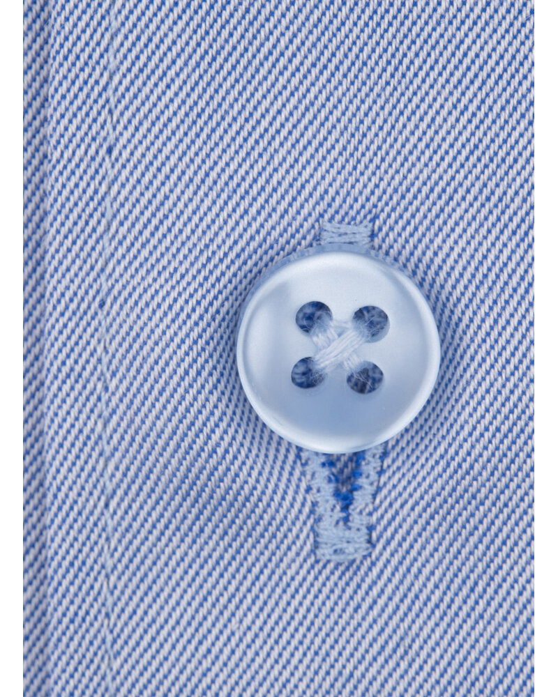 XOOS Chemise homme en gabardine bleu et col de Ville (Double Retors)