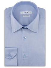 XOOS Men's blue gabardine shirt with de Ville collar (Double Twisted)