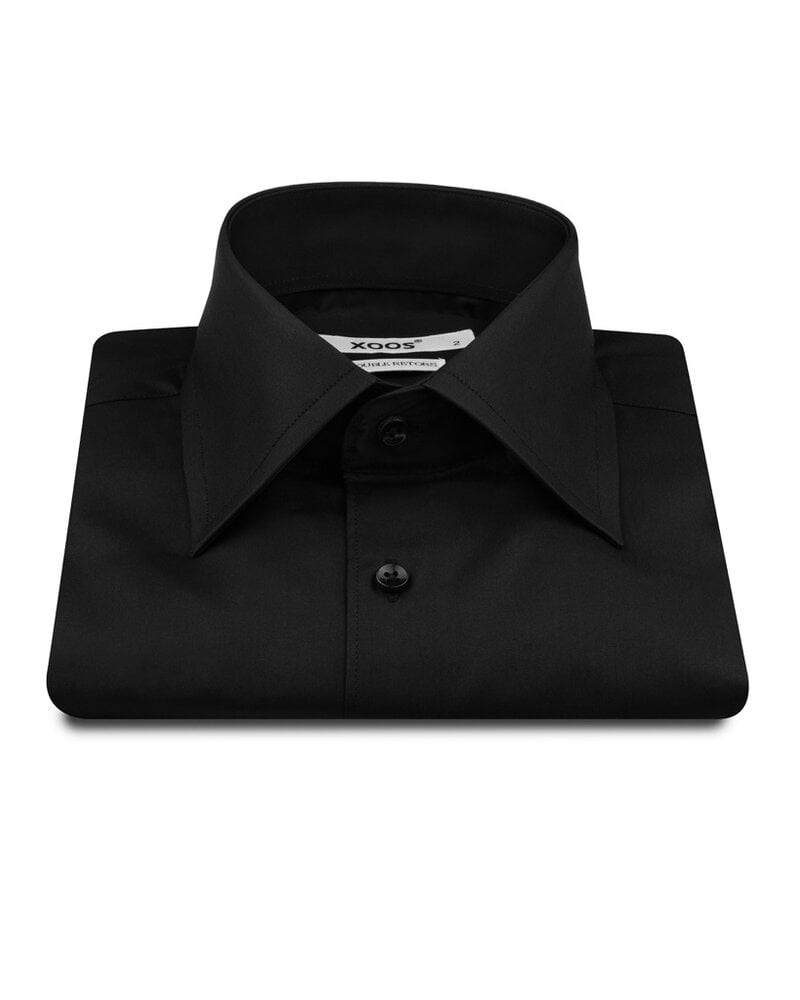 XOOS Men's black shirt with de Ville collar (Double Twisted)