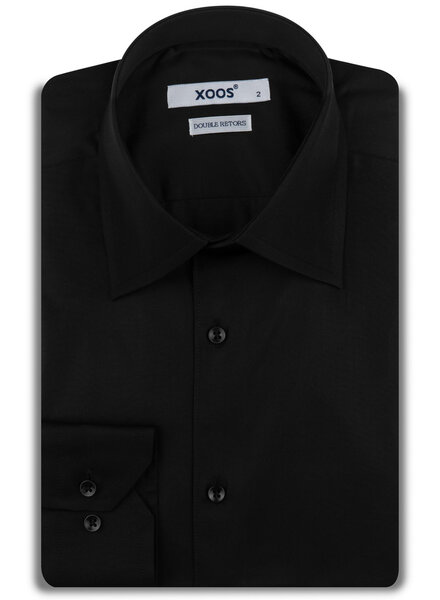 XOOS Chemise homme noire et col de Ville (Double Retors)