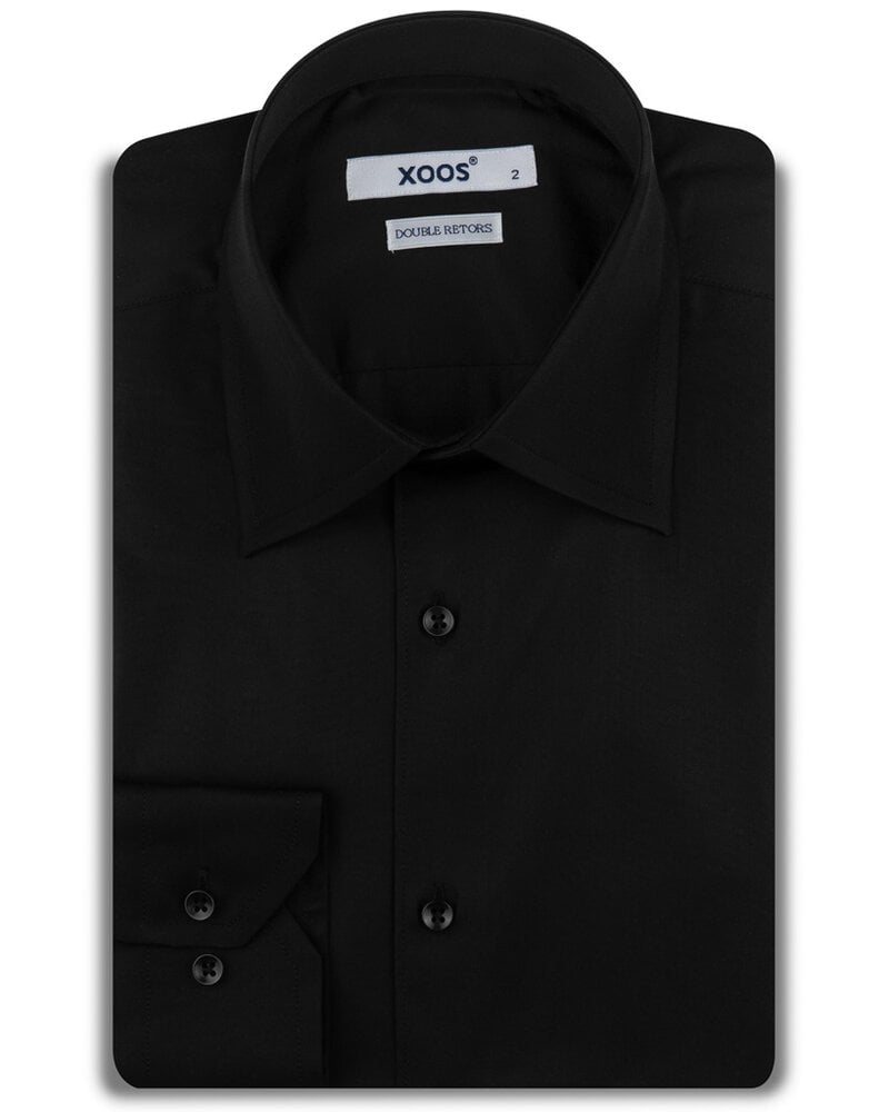 XOOS Chemise homme noire et col de Ville (Double Retors)