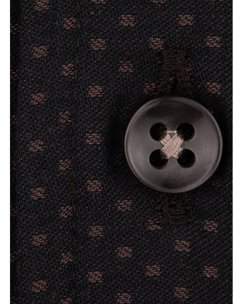 XOOS Chemise homme chocolat à micro pois et col droit ouvert