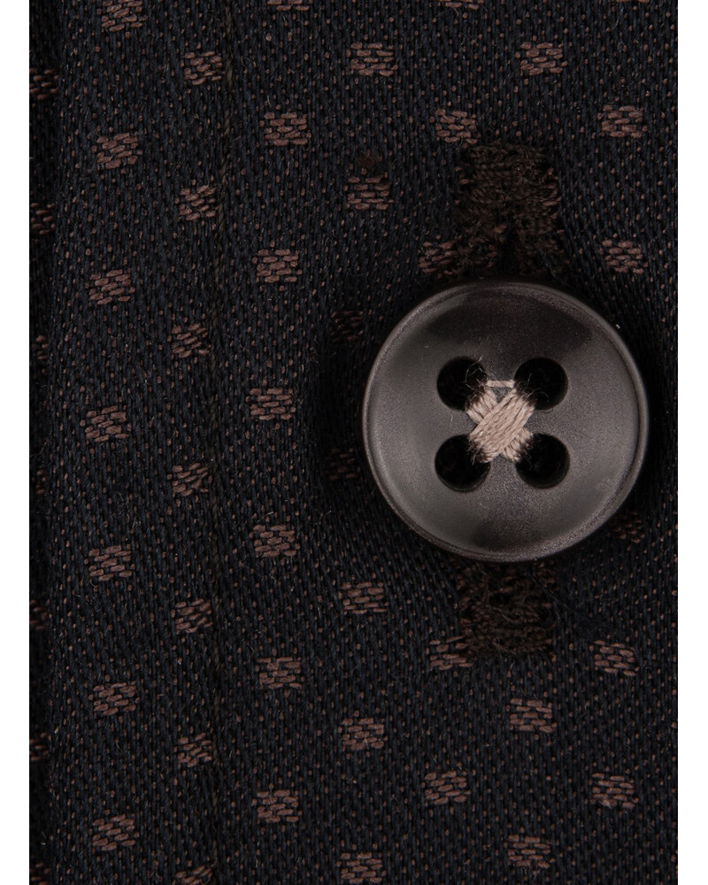 XOOS Men's chocolate micro-dot shirt with Straight Open Collar