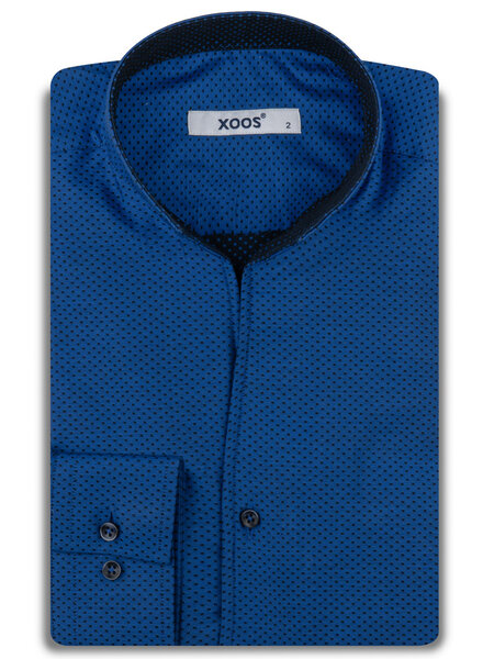 XOOS Chemise homme bleue à micro pois et col droit ouvert