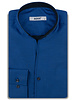 XOOS Men's blue micro-dot shirt with Straight Open Collar