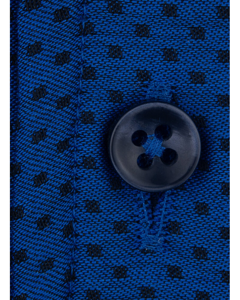 XOOS Men's blue micro-dot shirt with Straight Open Collar