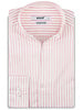 XOOS Chemise homme blanche à rayures roses et col droit Ouvert (Double Retors)