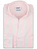 XOOS Men's white shirt with pink stripes and Straight Open Collar (Double Twisted)
