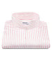 XOOS Chemise homme blanche à rayures roses et col droit Ouvert (Double Retors)