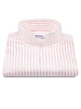 XOOS Men's white shirt with pink stripes and Straight Open Collar (Double Twisted)