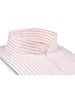 XOOS Chemise homme blanche à rayures roses et col droit Ouvert (Double Retors)