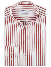 XOOS Men's white shirt with red stripes and Straight Open Collar (Double Twisted)