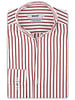 XOOS Chemise homme blanche à rayures rouges et col droit Ouvert (Double Retors)