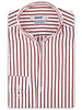 XOOS Men's white shirt with red stripes and Straight Open Collar (Double Twisted)