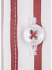 XOOS Chemise homme blanche à rayures rouges et col droit Ouvert (Double Retors)
