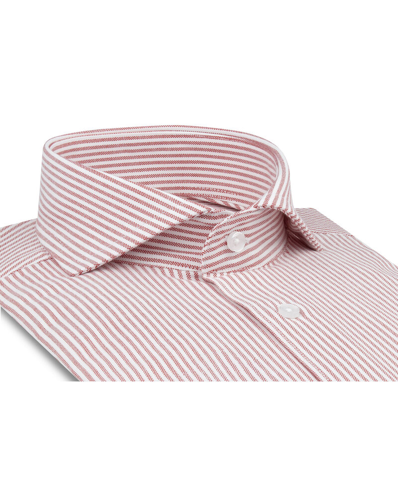 XOOS Men's red striped shirt with full spread collar (Double Twisted)
