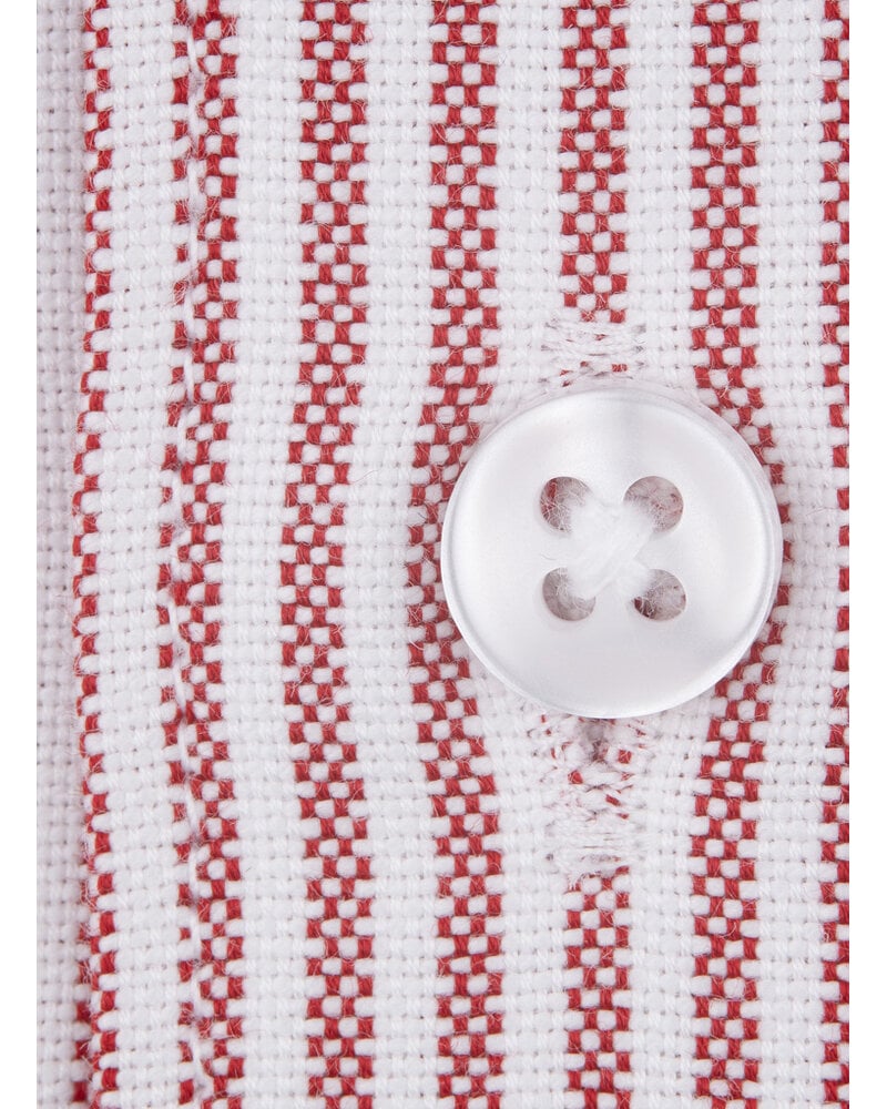 XOOS Chemise homme à rayures rouges et col Full Spread (Double Retors)