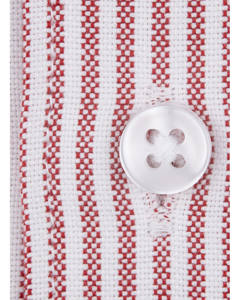 XOOS Men's red striped shirt with full spread collar (Double Twisted)