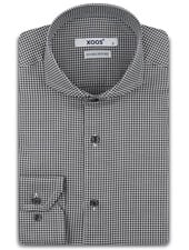 XOOS Men's houndstooth shirt with full spread collar (Double Twisted)