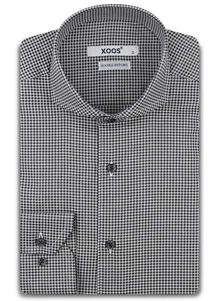 XOOS Chemise homme à pied de poule et col Full Spread (Double Retors)