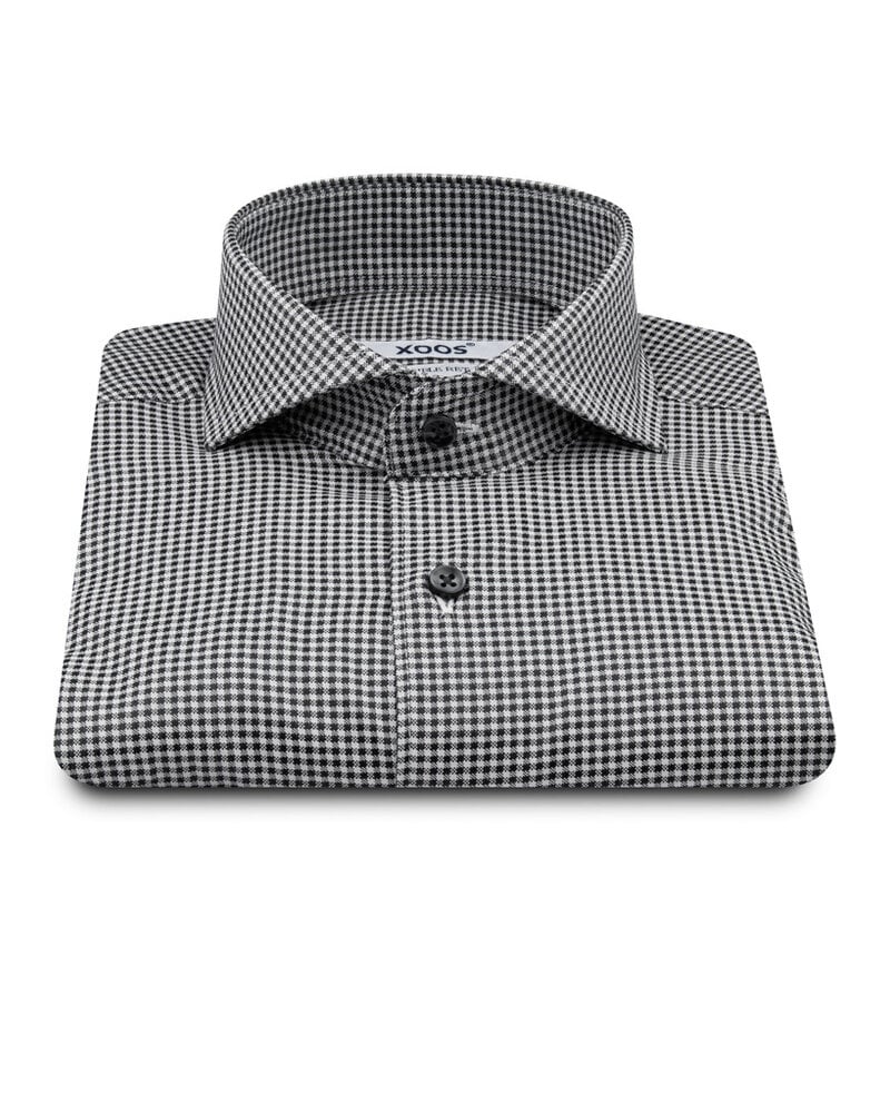 XOOS Chemise homme à pied de poule et col Full Spread (Double Retors)